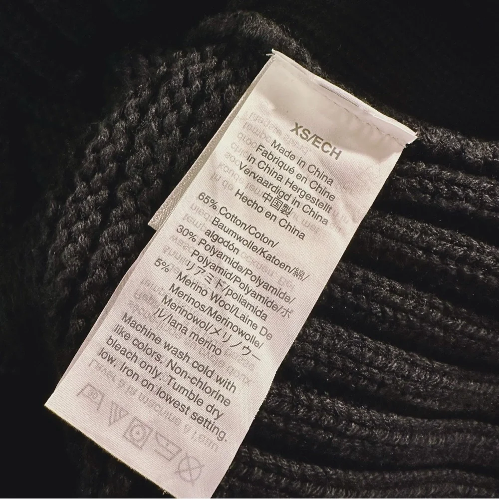 NWT J. Crew Black Cotton / Wool Blend Side Button ‘Turtleneck Poncho’ Size XS
